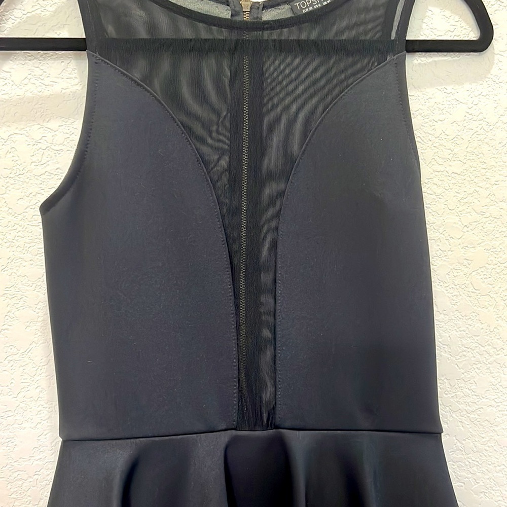 TopShop Mesh Bodycon Peplum Black Mini Dress with Ruffle Skirt - Y2K - Picture 8 of 12